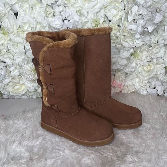 Skechers suede style cozy fur winter boots booties 7 - Picture 3 of 10